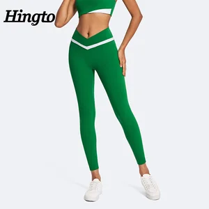 Recycled Fitness Athletic Compression Leggings for Women High Quality Custom Tights Cross-Back Waist Yoga Leggings Manufacturer
