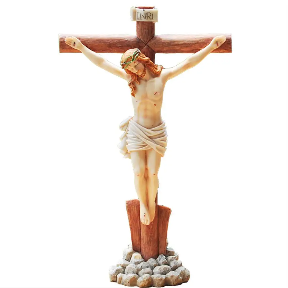 Accesorio religioso OEM en resina, Cruz colgante con Jesucristo, Cruz católica, Croix Jesucristo, Estatua o figura religiosa