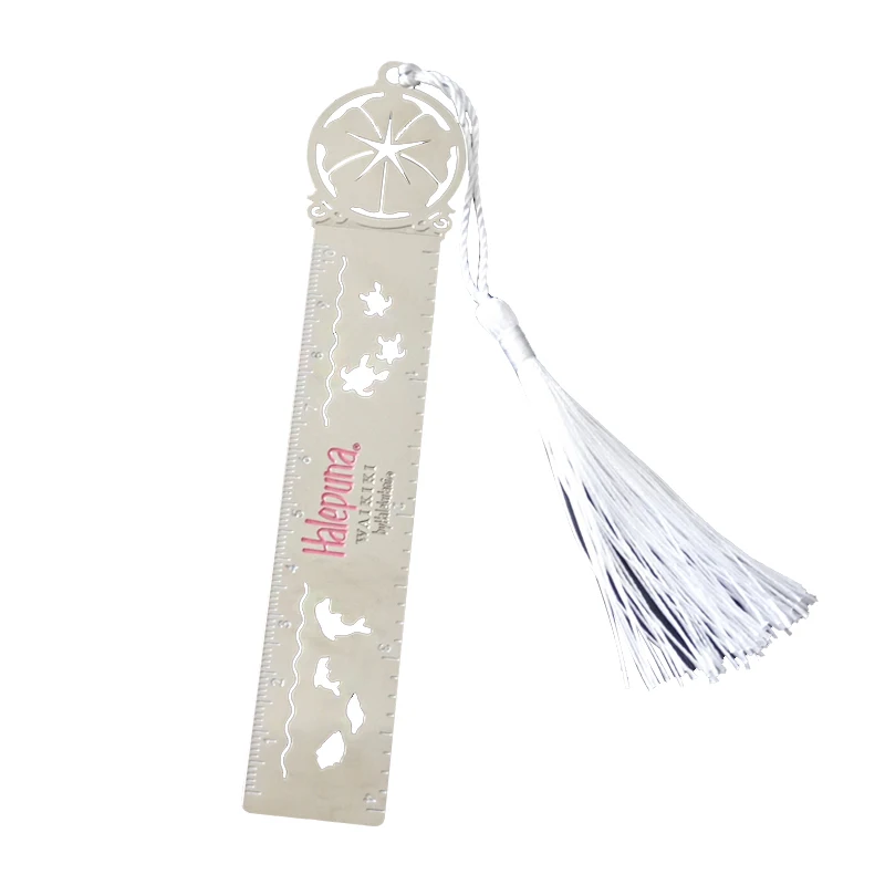 Promotion Design Custom Cheap Metal Bookmarks Gold Silver Plated Cute Soft Enamel Hollow Out Bookmark with Tassel