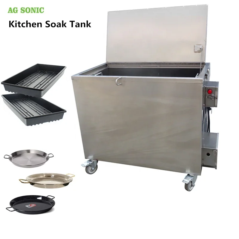 Heated Dip Stainless Steel Commercial Soak tank With Ultrasonic Food Cleaner Kitchen Ware Soaking Fats Oils Grease Remove