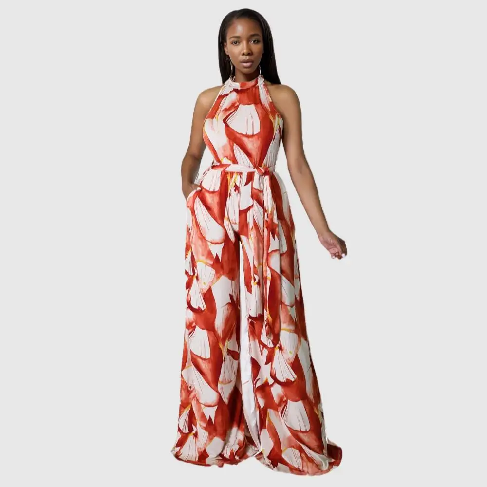 C0404TA68 Trendy Design Halter Strapless Red and White Color Wide