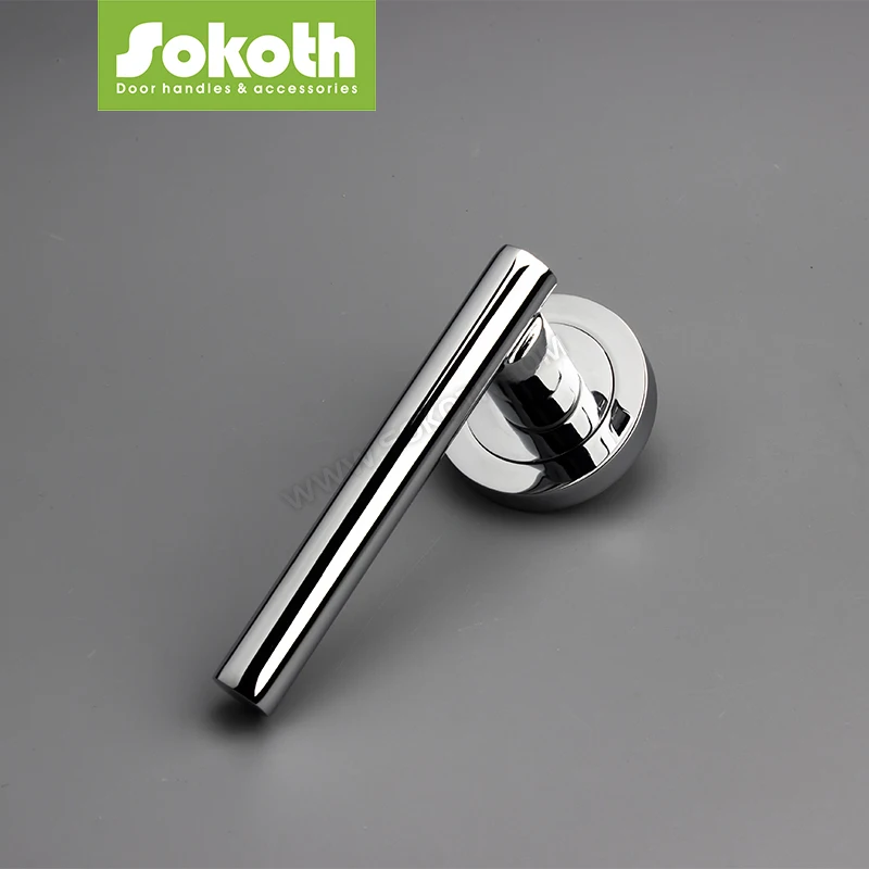 Classical Design Door Lever Handle Round Rosset Aluminum Door Handle Modern Interior Room Door Handle