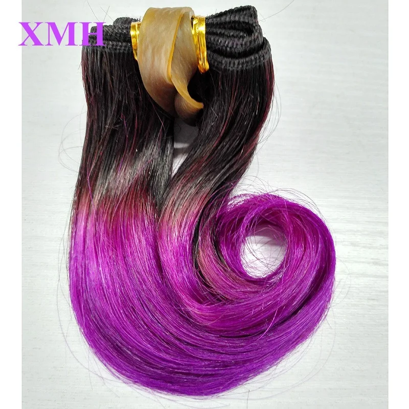 Wholesale 6inch Short Hair Weave Ombre Colors 100%Human Hair Extensions  1B/27 30 Red 99J Grey Purple