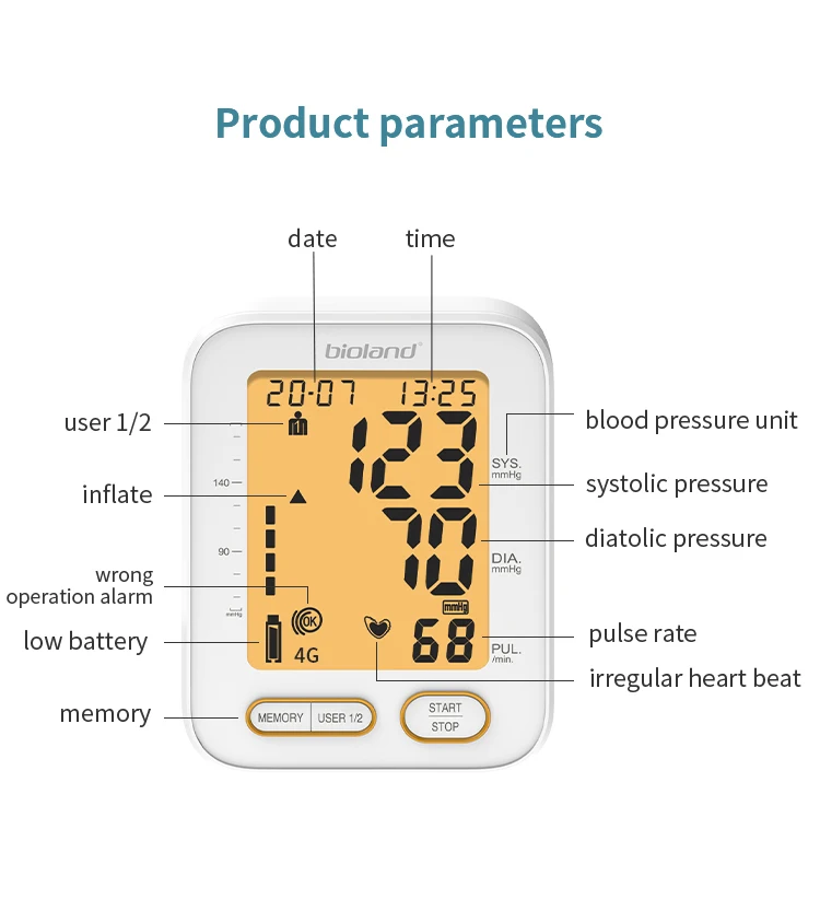 Top Upper Arm Digital Blood Pressure Analyzer with Large Screen Bp ...