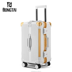 Unisex Stylish ABS PC Combination Luggage Bag Light Weight Aluminium Spinner Frame Factory Wholesale for School Business Cartoon