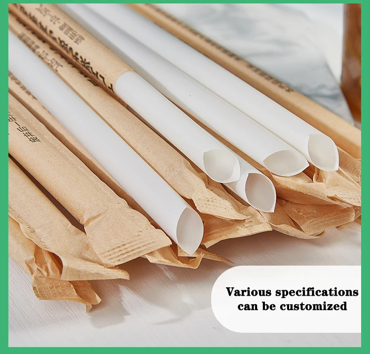 Disposable Plastic Drinking Straws Independent Paper Wrapped Juice Flexible  Plastic Elbow Color Transparent Milk Tea Straw manufacture