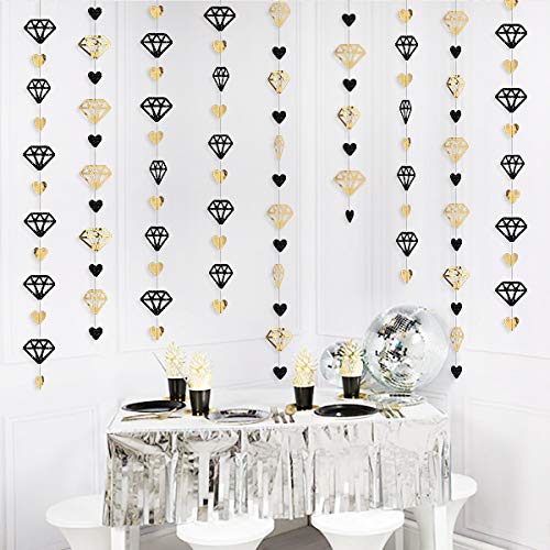Комплект из 2 предметов, на вечеринке для помолвки, свадьбы, дня рождения, вечеринки, украшения бриллиант в форме сердца висит баннер с блестками металлизированной бумаге гирлянда