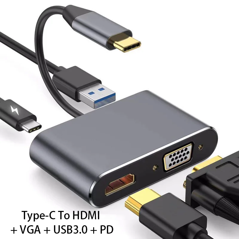 Jasoz Factory USB C 4K VGA HDMI USB3.0 аудио PD адаптер многопортовый док-станция PD Зарядка для переключателя ноутбука