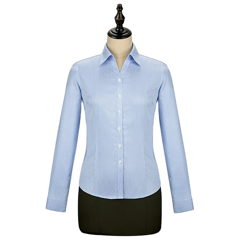 2025 Camicie da donna personalizzate Camicie eleganti da ufficio formale per donna Camicia a maniche lunghe con colletto alla coreana casual in cotone