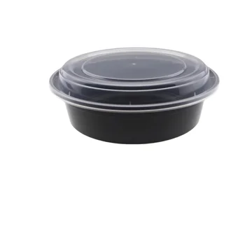 Hot Sale Black round plastic disposable American Style Microwavable Take Away Meal Prep Food Container Lunch Box with lid