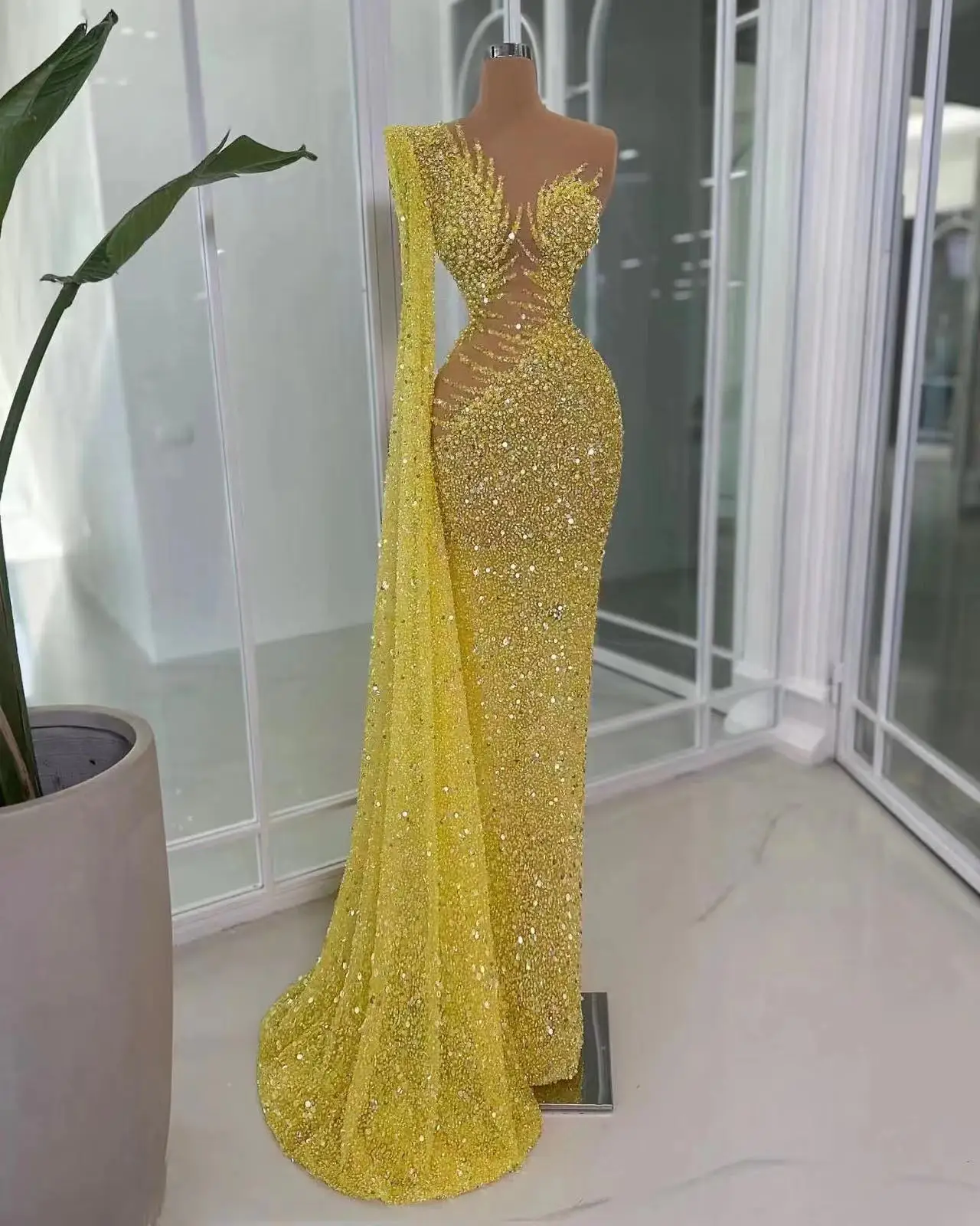 knee length dresses for ladies Mermaid Luxurious Formal Evening Dress Long Sleeveless Prom Dresses –  dressblee main image 1