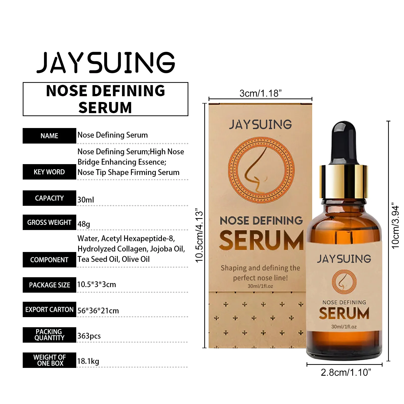 JAYSUING Wholesale Nose Defining Serum Sharp And Defin Perfect Nose Line Tightening Firm Nose Effect Nose Lift Up Essential Oil