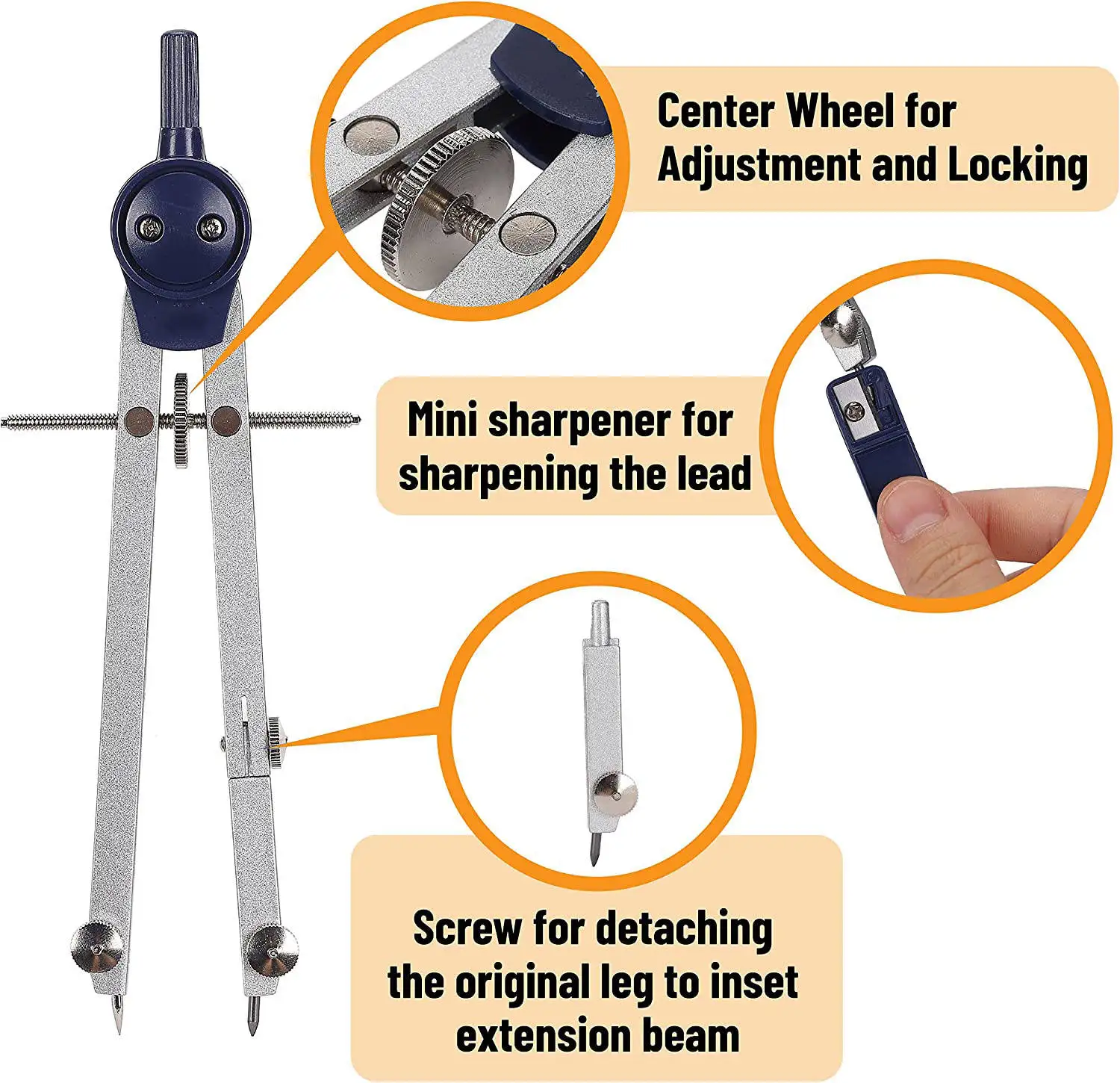 Набор прецизионных геометрических фигм для профессионального металлического компаса с Небьющимся ящиком для хранения