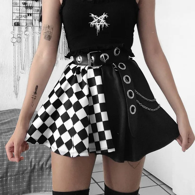 Vintage Checked Patchwork Zipper Gothic Y2k Women Cool Lady Pleated Skirt  Punk Grunge Cool Lady Bf Club Mini Skirt Ropa - Buy Women`s Skirts,Pleated  Mini Skirt Women,Warp Skirts Product on 