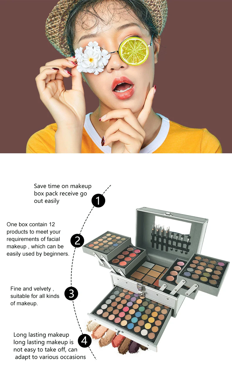 132 Color Makeup Set Box Professional Makeup Full Suitcase All In One