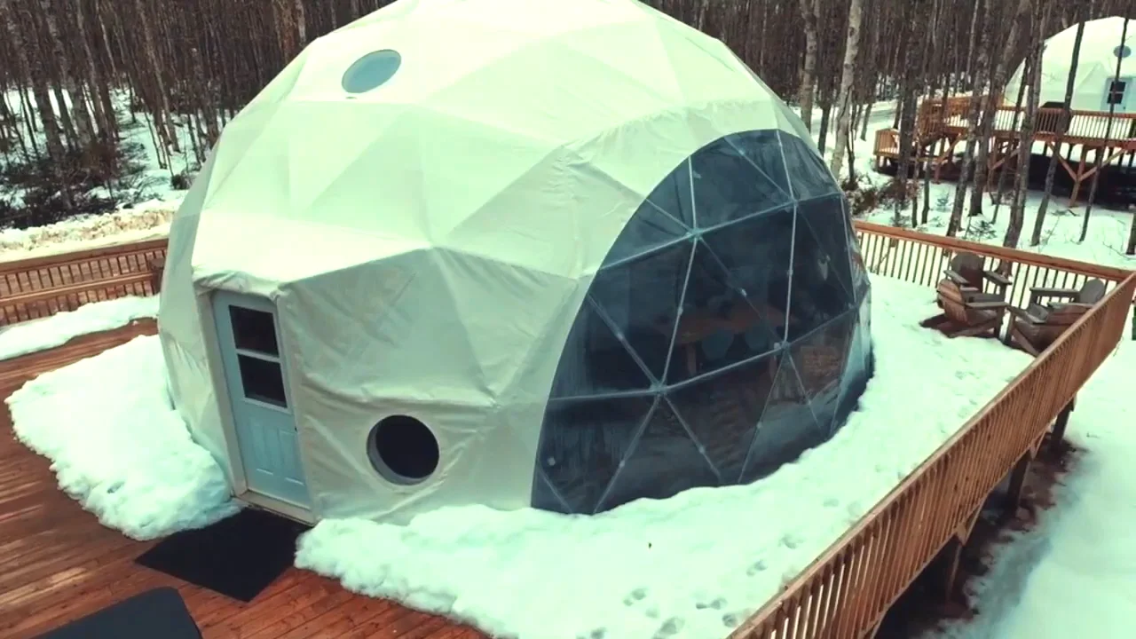 Yumuq 6m Coated Canvas Geodesic Dome House Kit White Tent Igloo For