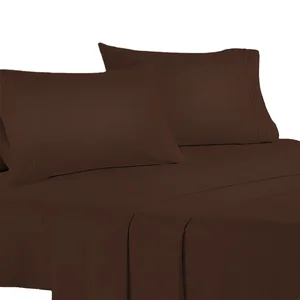 Free Sample Luxury 3Pcs Sheet Set  Wrinkle Soft  Deep Pockets Embroidery Solid Bedsheet Set