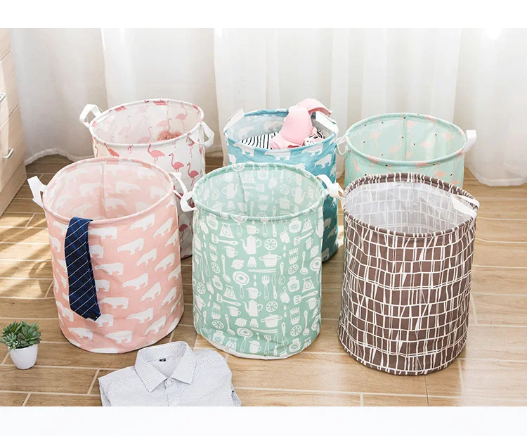 Cotton Waterproof Canvas Sheets Laundry Clothes Toy Basket Folding Storage Box 