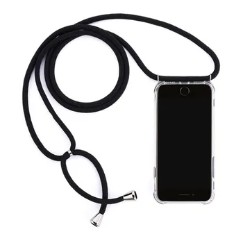 Custodia A Tracolla Per IPhone 7/8/SE 2020 - Trasparente Con Cordino Nero - Mani Libere E Protezione