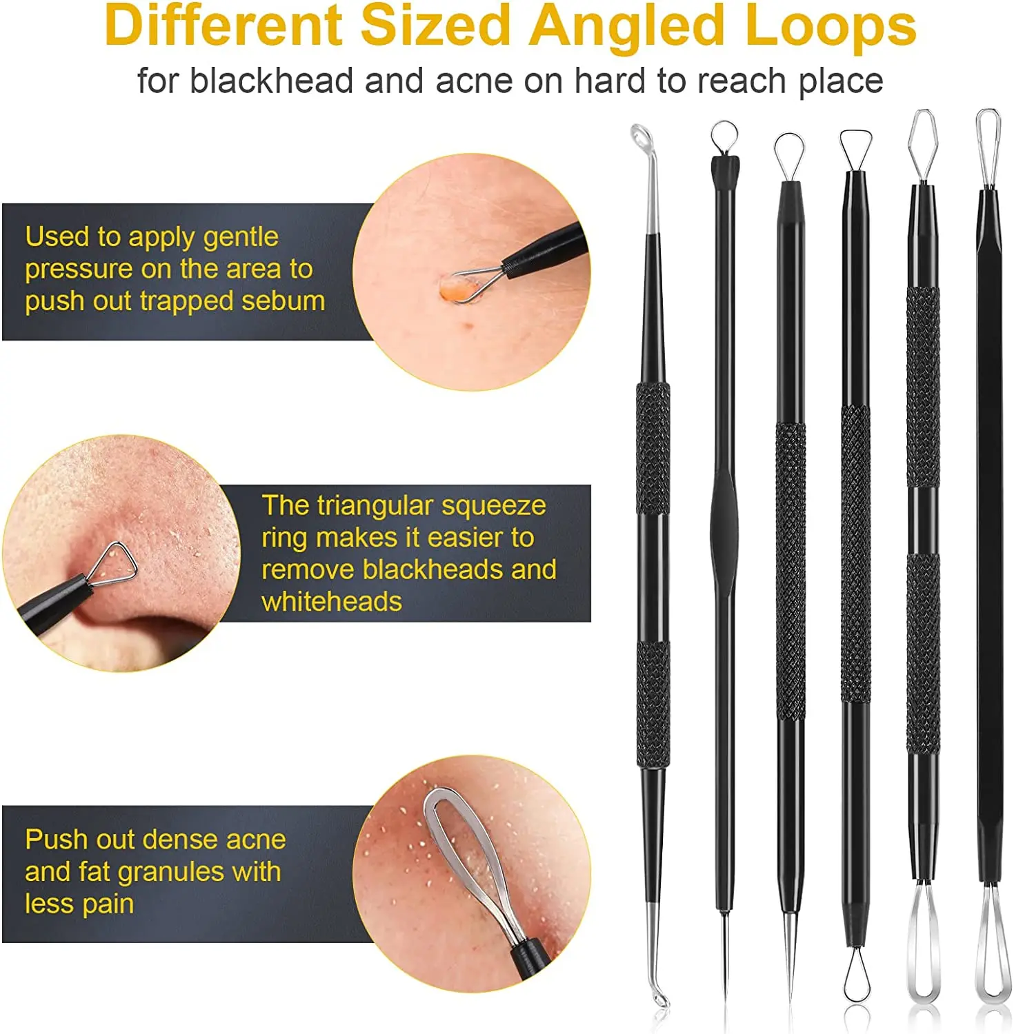 Pimple Popper Tool Kit 10 Pcs Blackhead Remover Comedone Extractor Kit