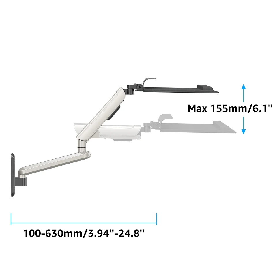 MOUNTUP Adjustable Wall Keyboard Tray Height-Adjustable Swivel Keypad Tray Supports up to 5kg/11lbs