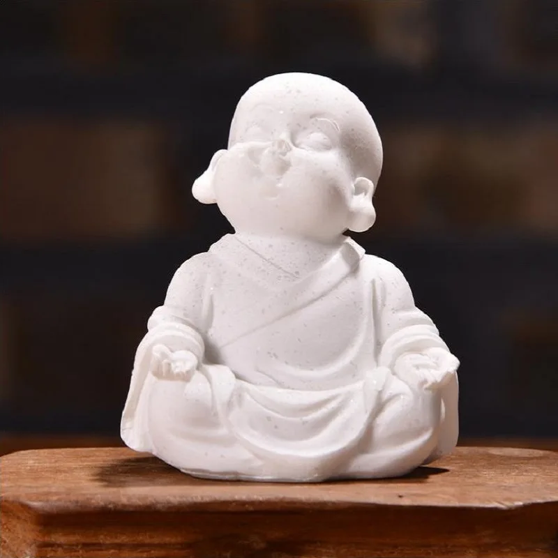 Custom Resin Minimalist Sandstone Decor Home Buda Ornament Monk Figurine Zen Buddha Statue