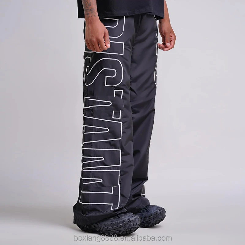 Custom Logo High Quality Streetwear 3D Embroidery Wide Leg Pants