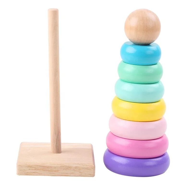 Rainbow Stacking Ring Tower Stacking Folding Cup Stapelring Blocks Wood Plastic Toddler Toy Baby Toys Infant Toys