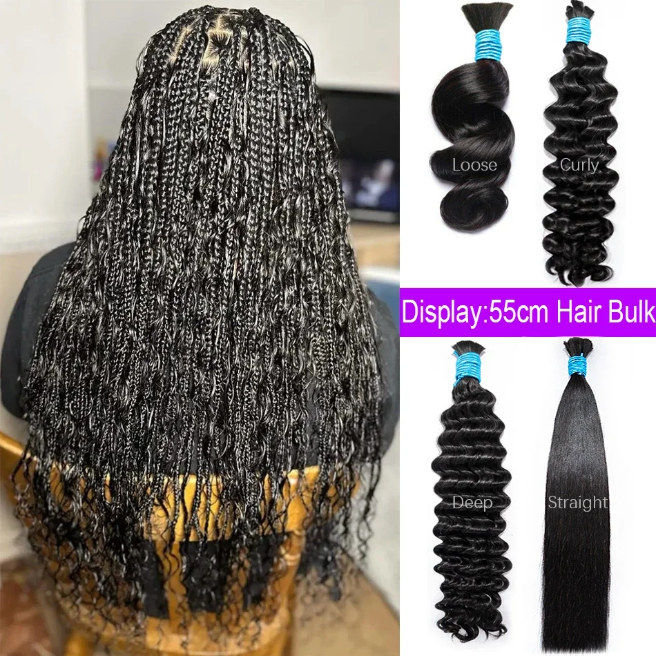 100% Virgin Human Hair Bulk Extension Loose Body Wave Bulk Weaving For Braiding Unprocessed No Weft Straight Deep Wave Hair Bulk_voghion.com