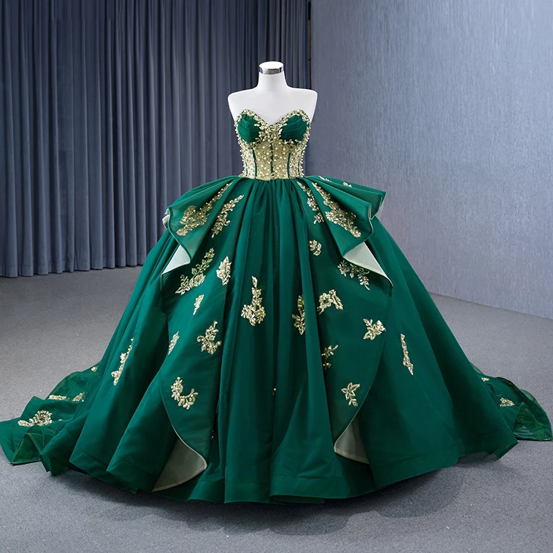 green emerald velvet dress Juliet 1445 Sage Green Quinceañera Dress Ball Gown Sage Green / XSmall main image 0