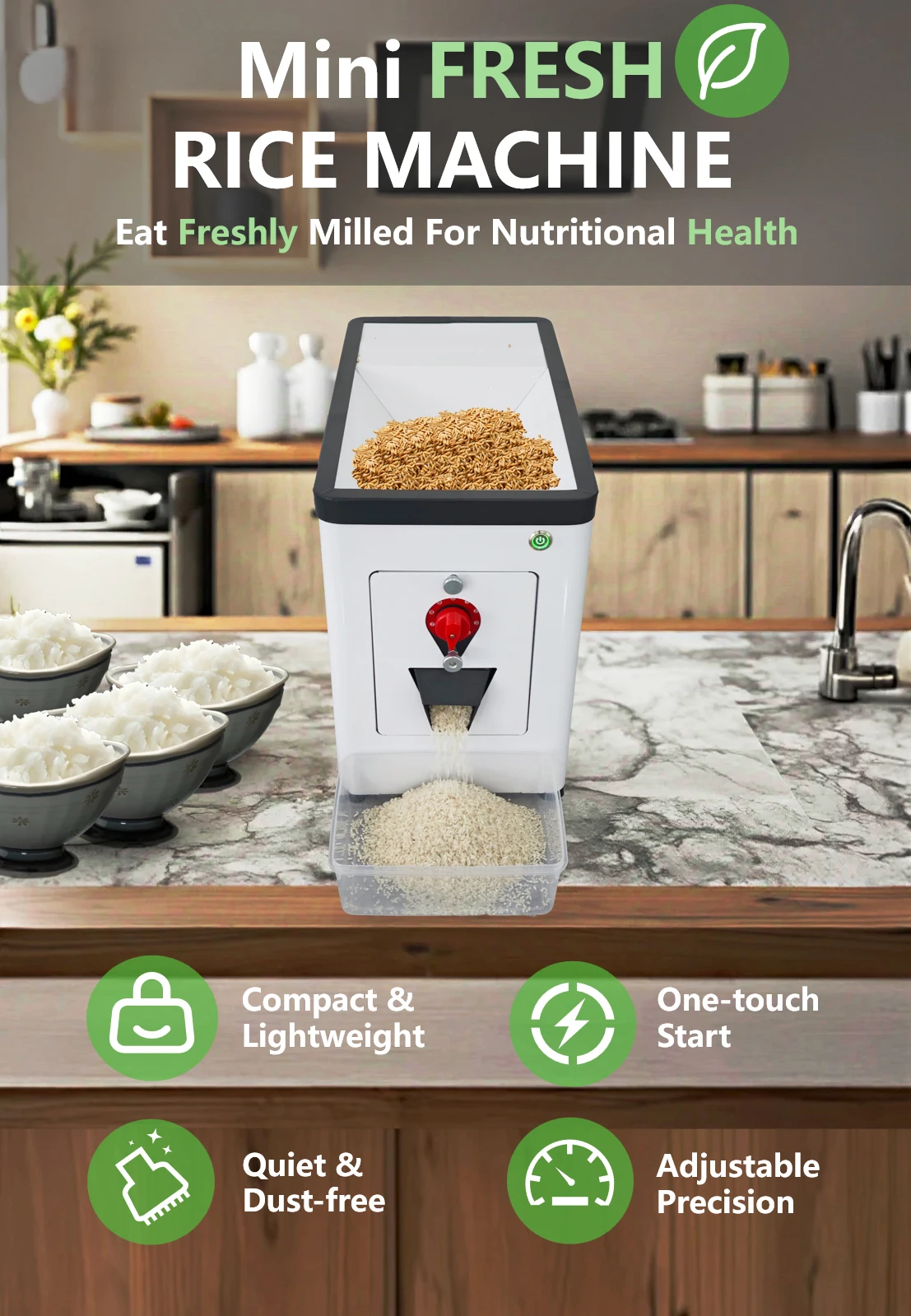 Mini 30kg/h Rice Mill - Healthy Fresh Rice for Home & Restaurants