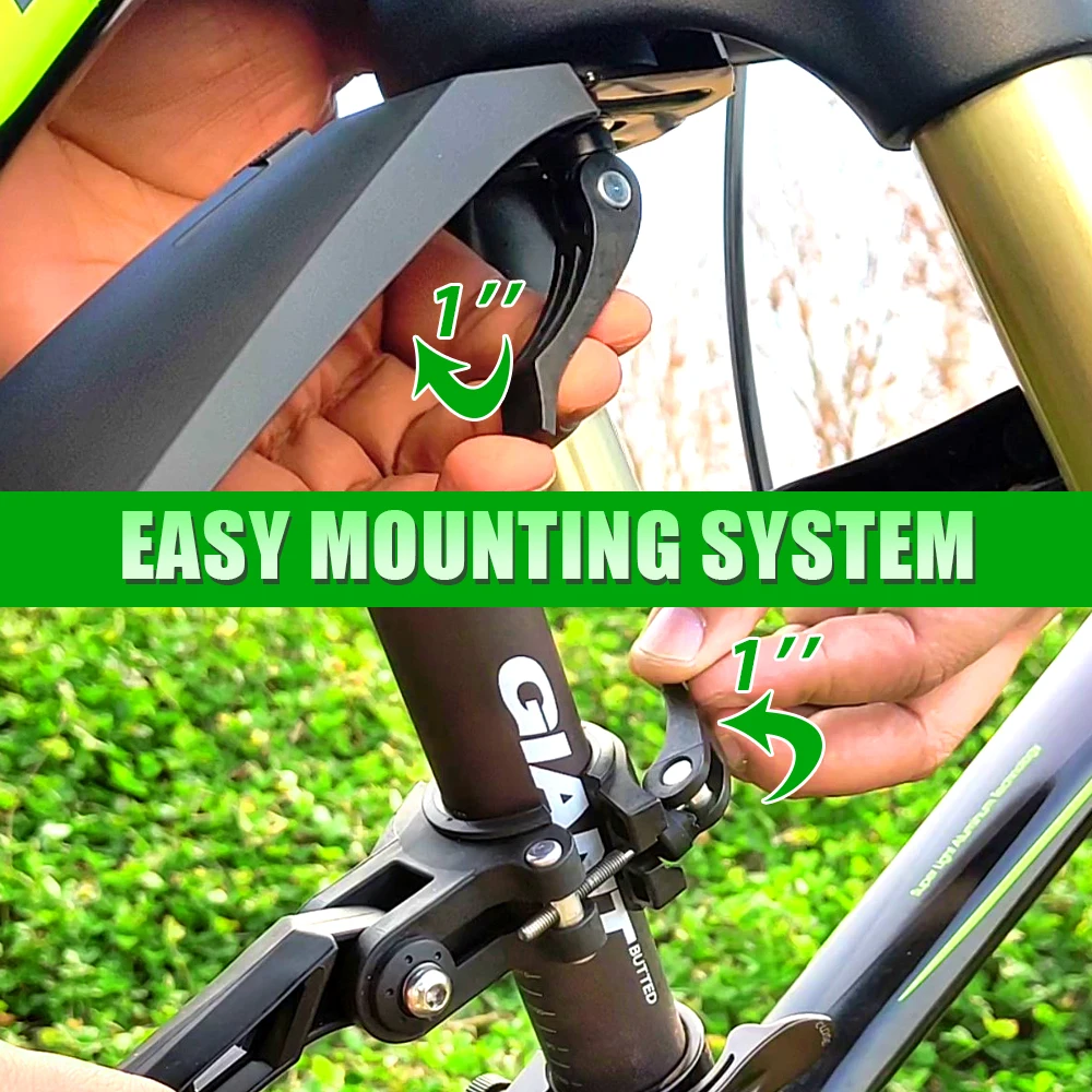 Black Mountain Bike Fenders Set - Quick Release Mudguards for MTB ...