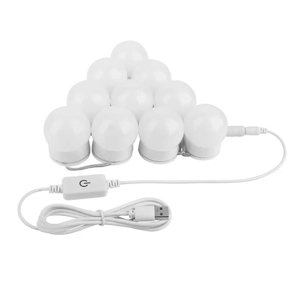 5V (для нанесения макияжа) со светодиодной подсветкой по краю и туалетное зеркало Лампы косметический блеск для губ губной с косметическое светодиодный свет USB настенный светильник 10 лампы регулируемой яркостью туалетным столиком зеркальная лампа