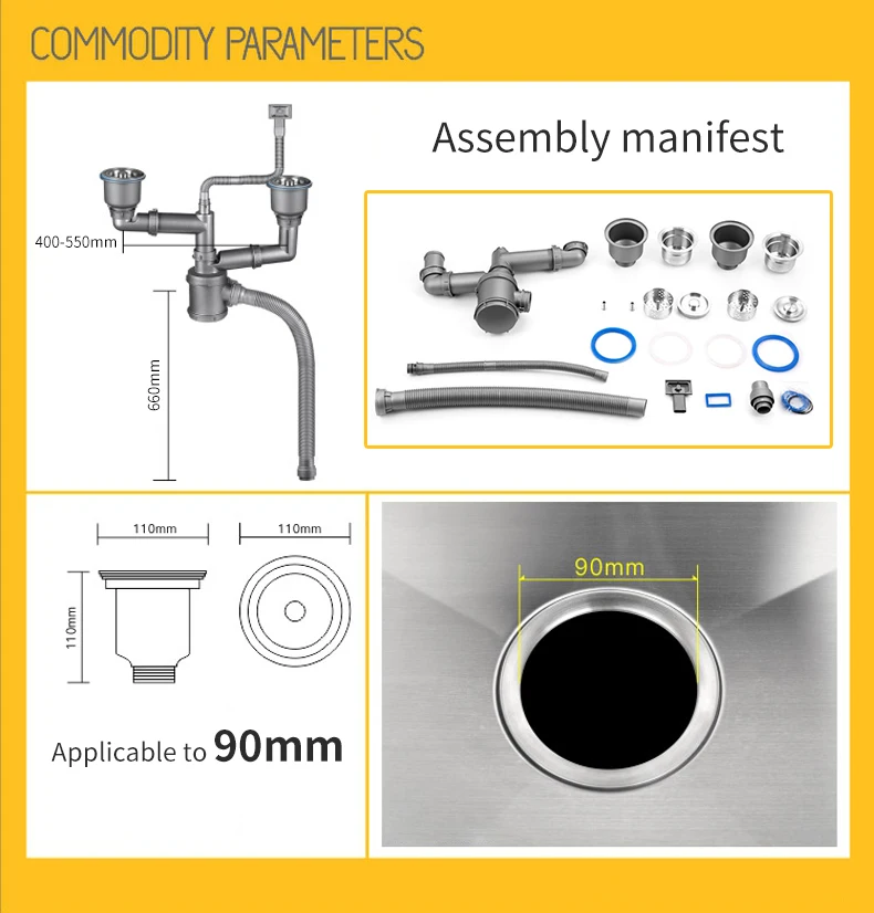product oushunnuo supplies s  modern space saving insect and odor proof kitchen sink drainer pipe drainage siphon-3