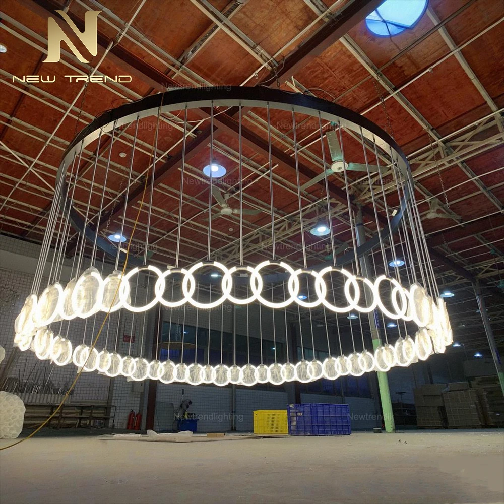 CPL-489 Contemporary Circular LED Chandelier – Minimalist Architectural Halo Light for High-Ceiling Villa & Project