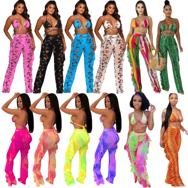 Hot Sale Bra And Ruffled Pants Matching 