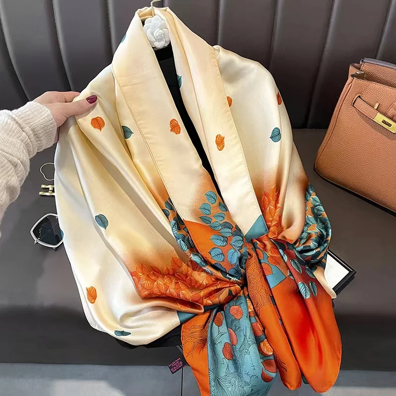 2022 Autumn New Style Big Size Silk Scarf 180 * 90 Fashion Woman ...