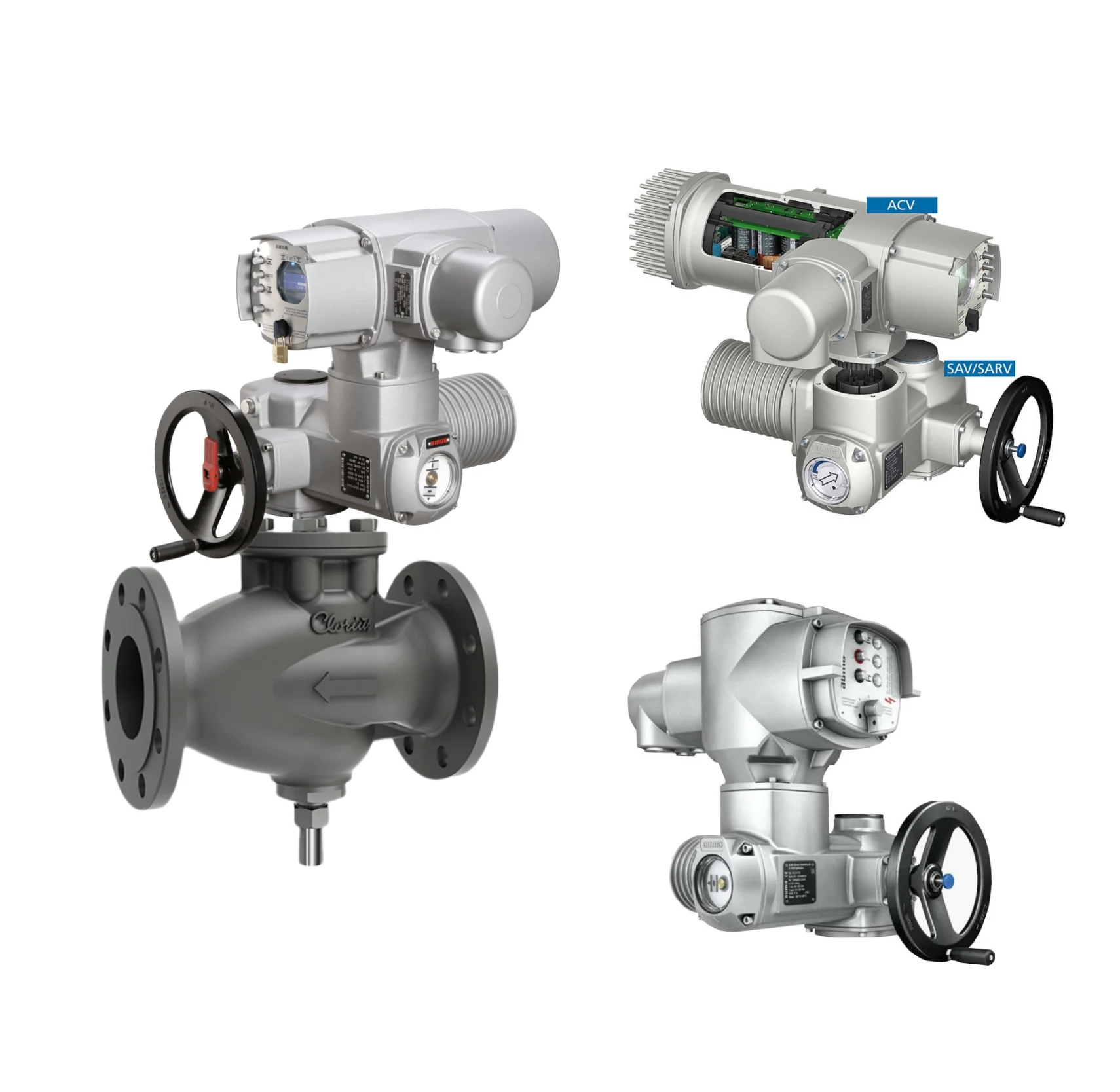 Auma Part-Turn elektrische klepaandrijving SQV SQRV met Clorius 2-weg gietijzeren klepbehuizing voor Auma elektrische actuatorcontroller