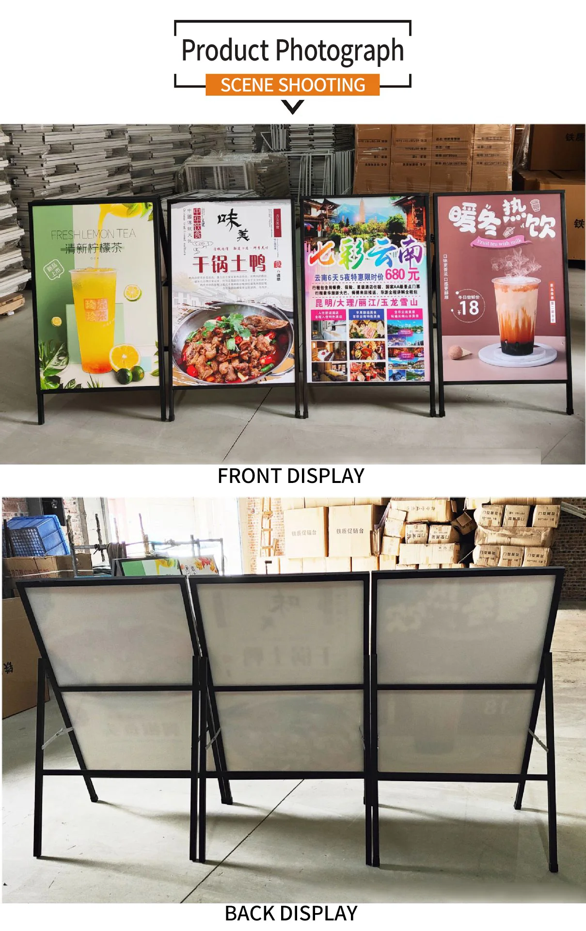 Led a-frame sign stand a stand sign board display factory sale