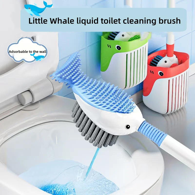 Little Whale Toilet Brush with Silicone Base & Suction Cup