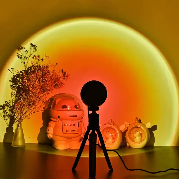 Beliebte Dekorative Home Laser Beleuchtung Tisch Lampe Regenbogen Halo Stehlampe Projektor Sonnen Lampe Led Sonnen Untergang Nachtlicht