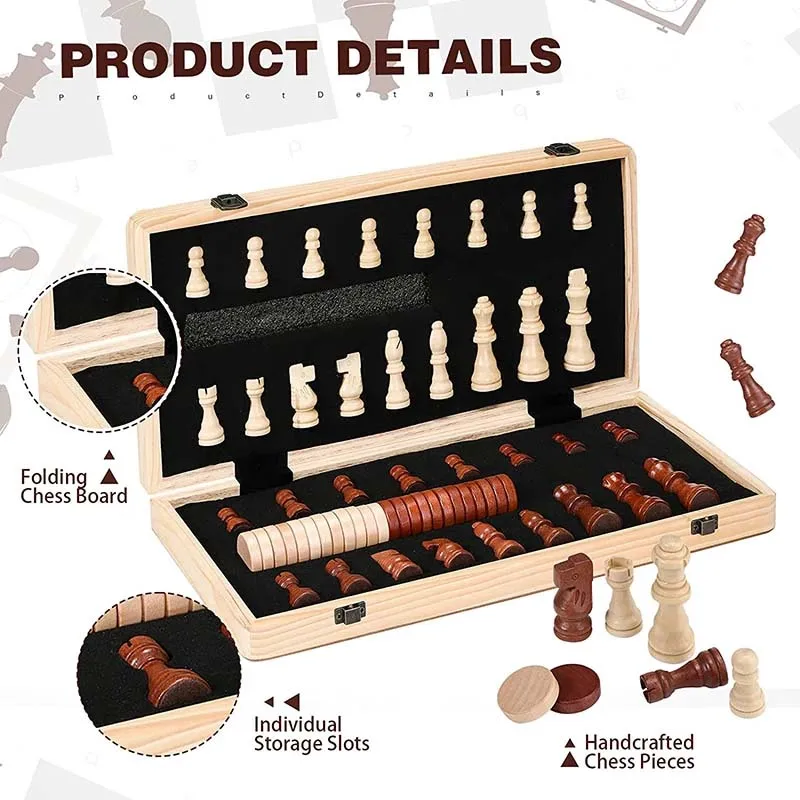 Лидер продаж на Amazon набор шахматных шашек 39 см идеальные подарки складное внутреннее пространство для хранения шахматные