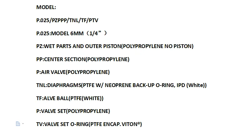 Wilden 1/4 inch plastic water pump P.025/PZPPP/TNL/TF/PTV wilden diaphragm pump with ptfe diaphragm supplier