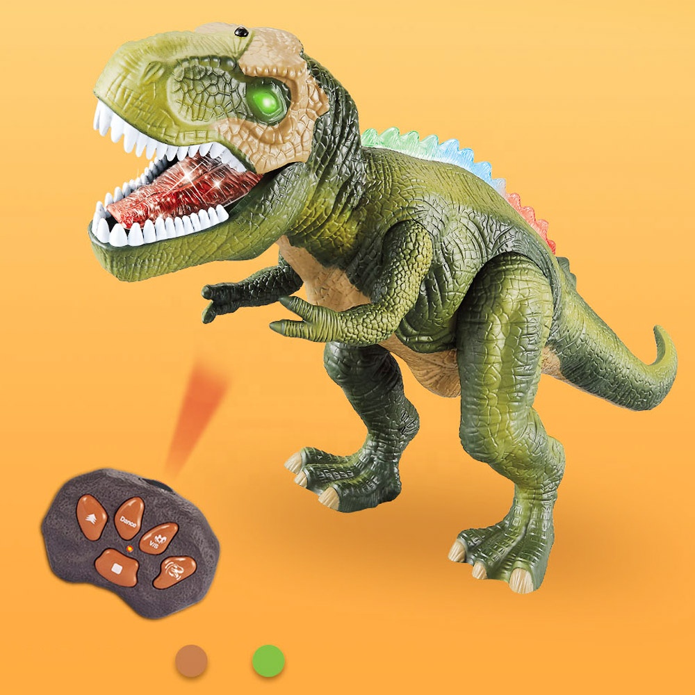 Игрушка-динозавр на батарейках, робот тираннозавр, ходячий динозавр с подсветкой и звуком, электрическая пластиковая игрушка-динозавр