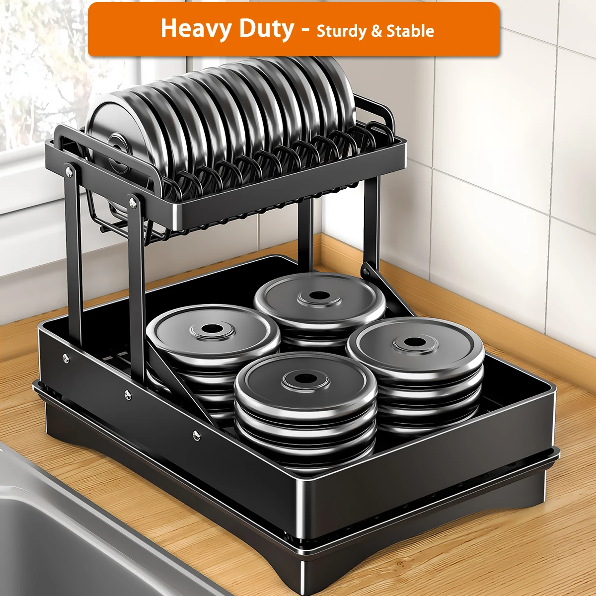 Heavy Duty Tier Dish Rack Household Storage Shelf Foldable Kitchen Dish  Drying Rack