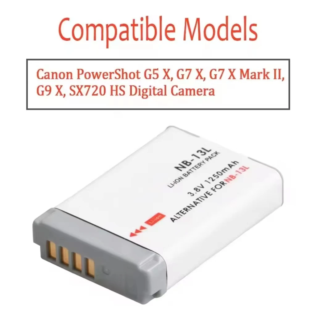 Camera Battery 1250mAh NB-13L Battery G7 X Mark II G7X PM165 G5 X G5X  G9 X G9X SX620 SX720 HS