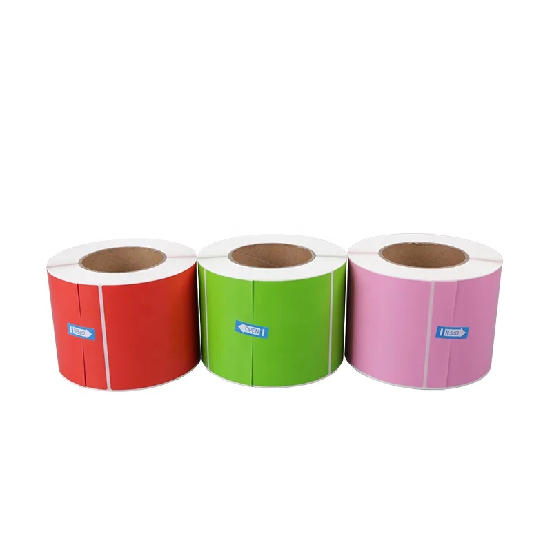 Custom Self Adhesive 4X6 Thermal Printing Label Sticker Roll Direct Barcode Labels Thermal Printer Coloured Sticker Label Roll