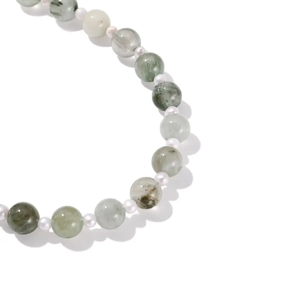 KAKODIY Religious Special Style 925 Sterling Silver Jewelry Natural Green Hair Crystal Freshwater Pearl Bracelet detail 1