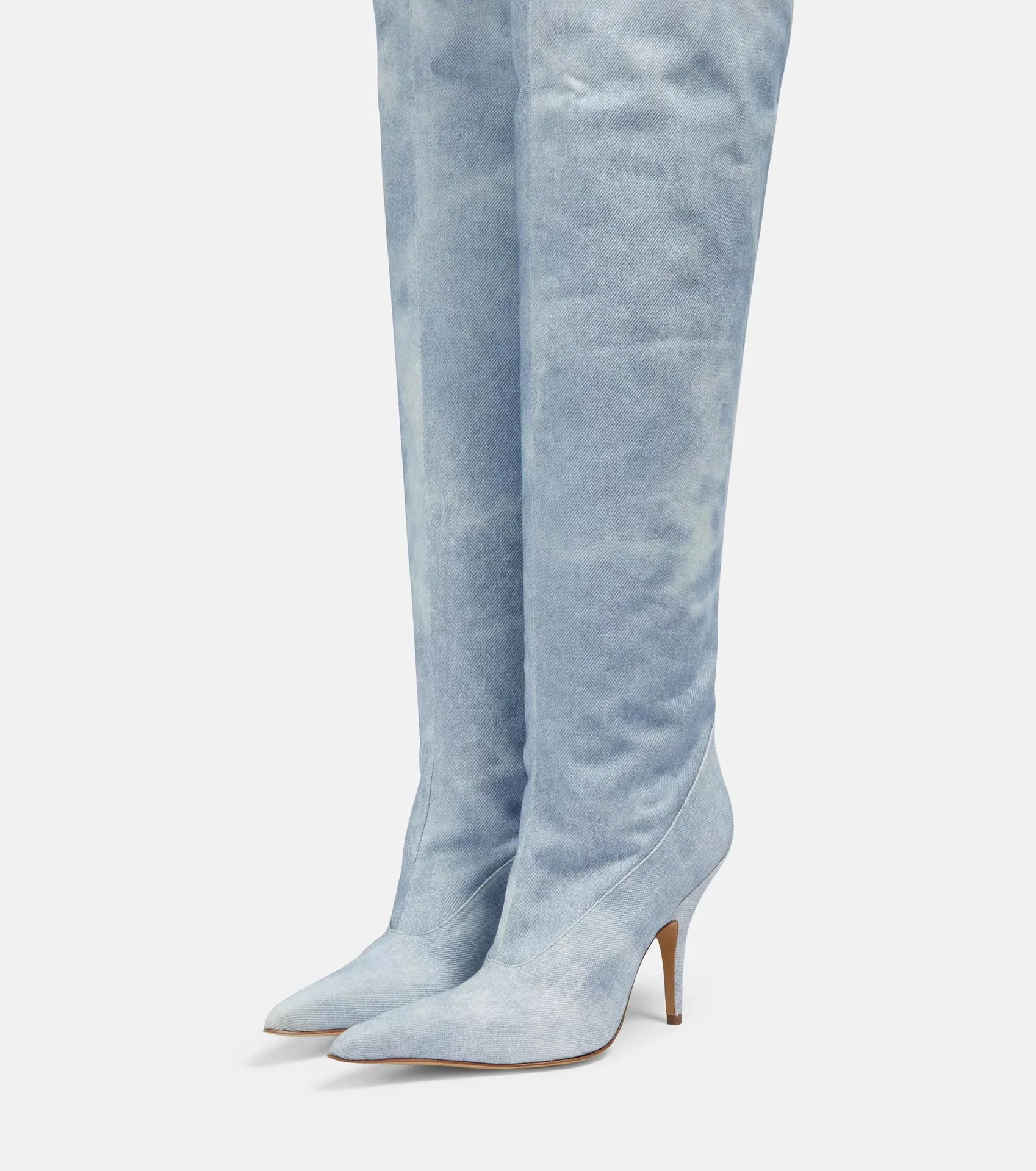 Fashion Winter Ladies Fold Wide Fit Blue Denim Thigh High Shoes Women Over The Knee High Boots - Image 5