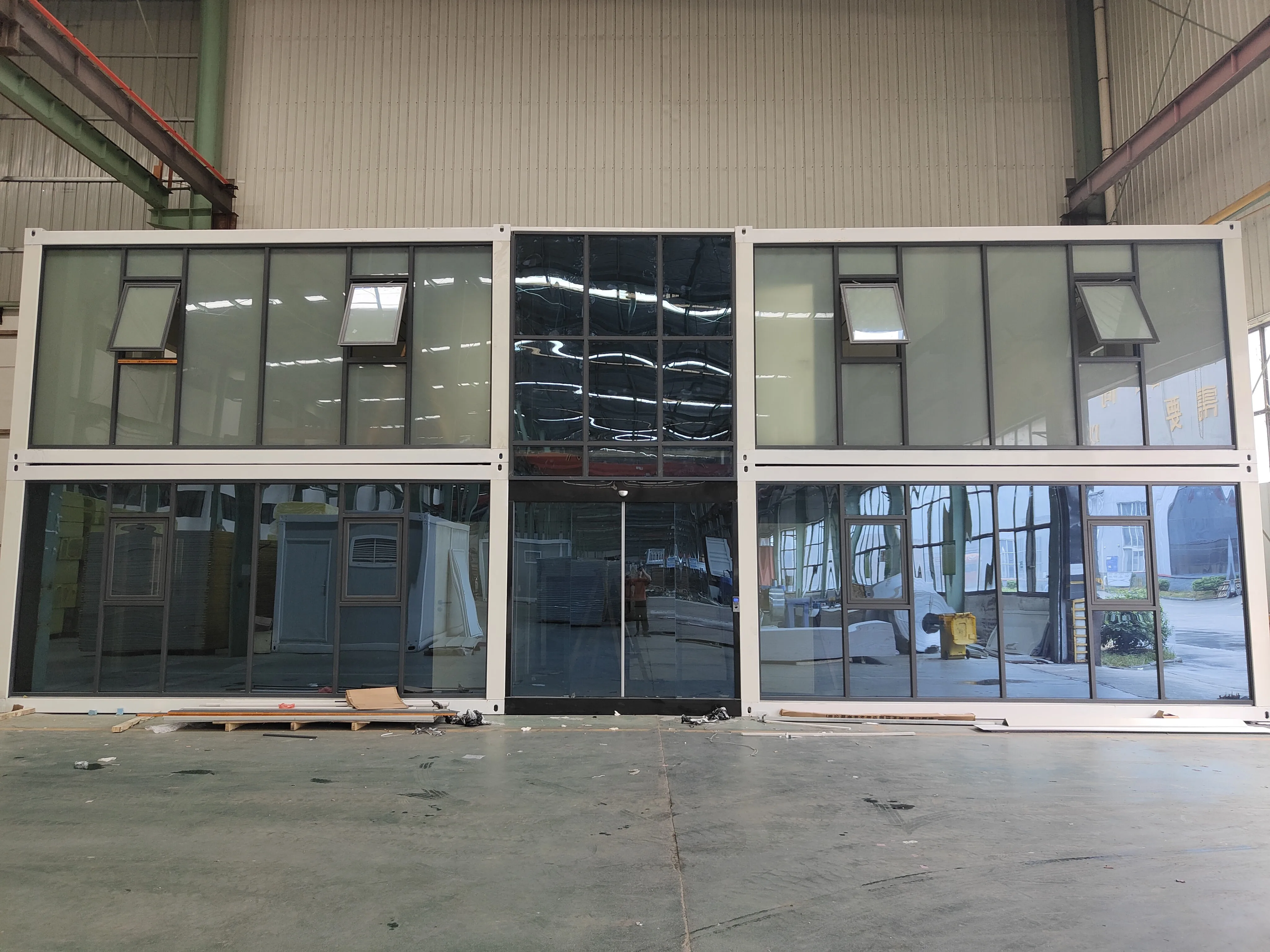 Two Story Glass Office Prefab Container House 20 ft  40ft  Prefab Smart Shipping Detachable Container House
